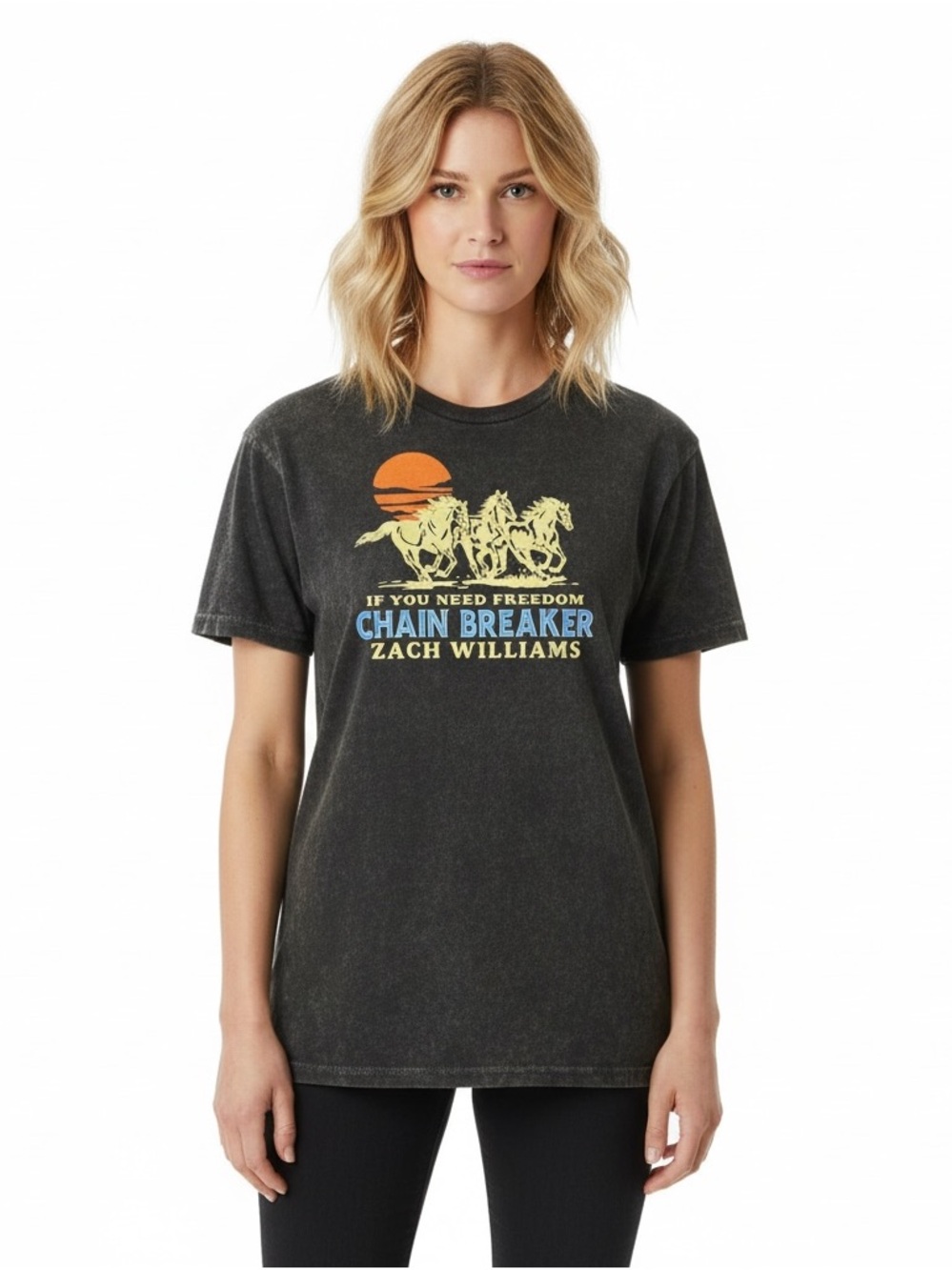 Zach Williams “Chain Breaker” 2023 Tour Mineral Wash Graphic Tee Size Medium